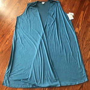 LULAROE Women's XL JOY Blue Spandex Long Vest NWT